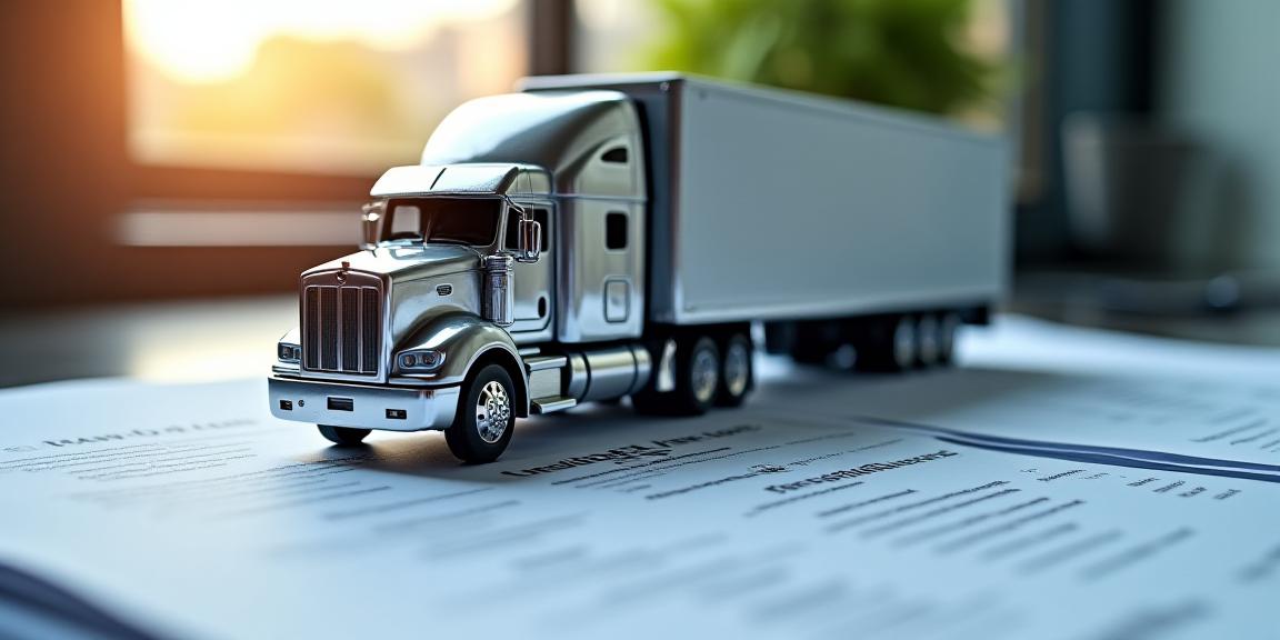 Legal documents and a model truck representing cargo liability agreements