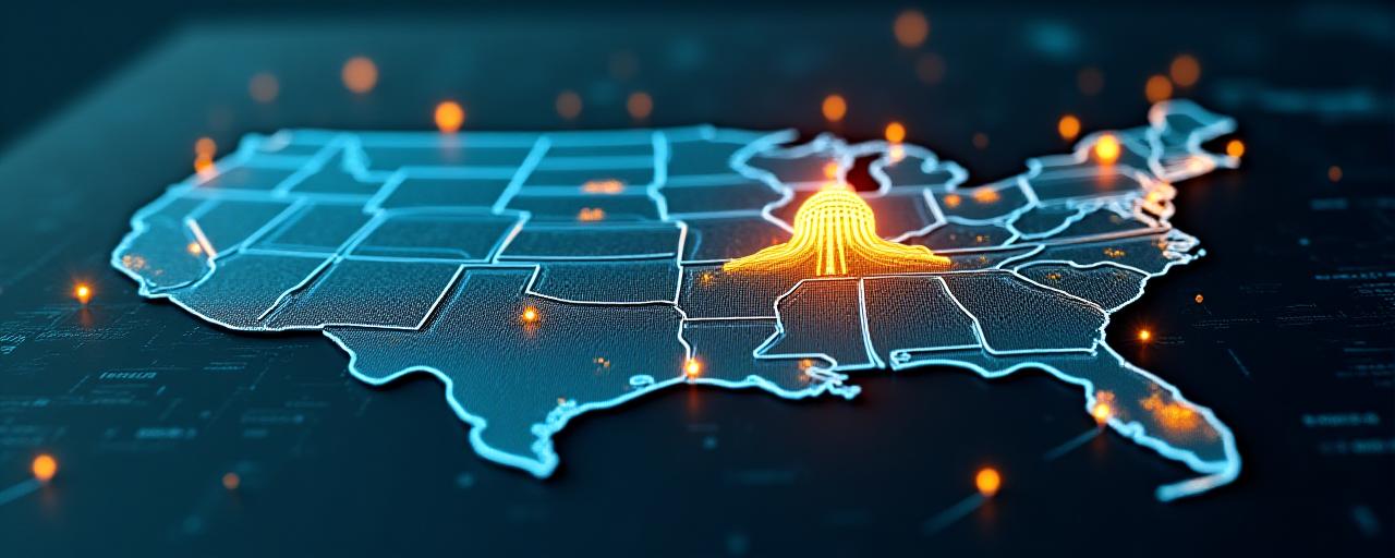 Map showing strategic logistics hubs across the USA with Denver as the primary center